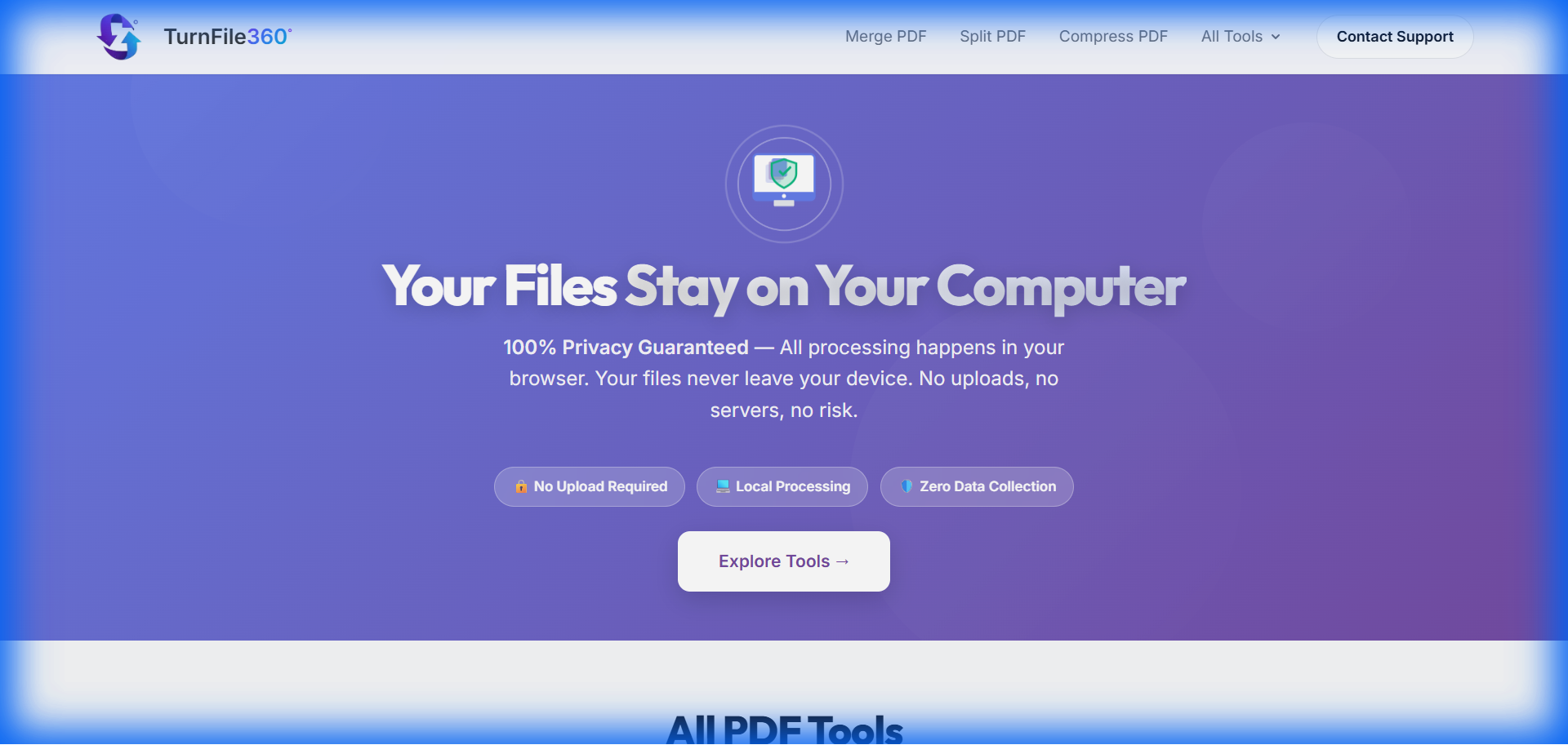 TurnFile 360 Compress PDF Interface